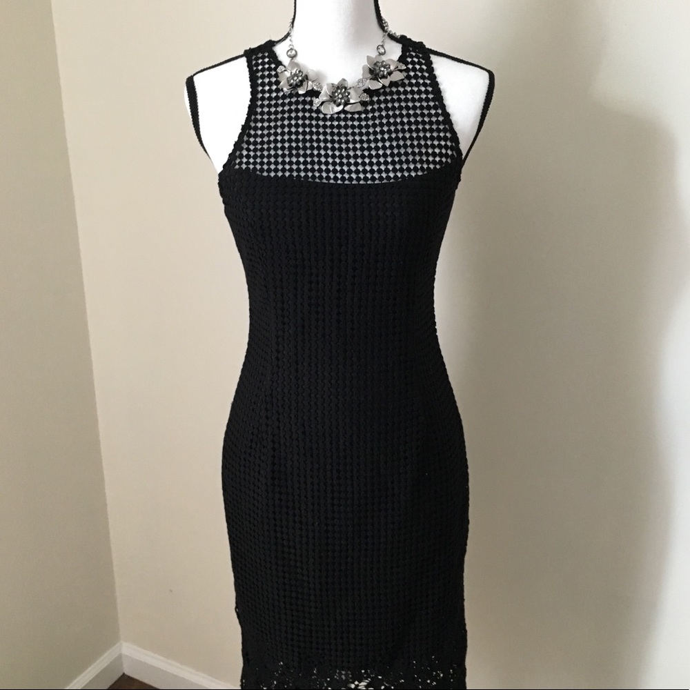 Black, mesh embroidered dress!